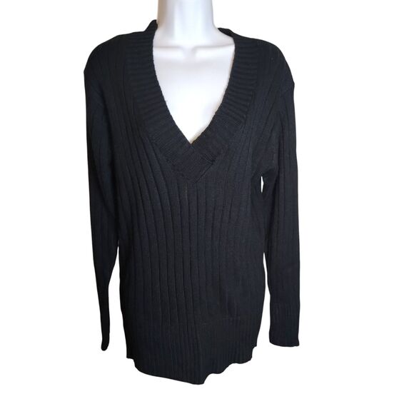 JouJou Plus Ribbed Sweater Long Sleeve Black Women 2X - Picture 1 of 8